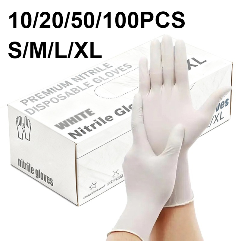 Medical Gloves - 10/20/50/100 SZTUK Białe Rękawice Nitrylowe Jednorazowe